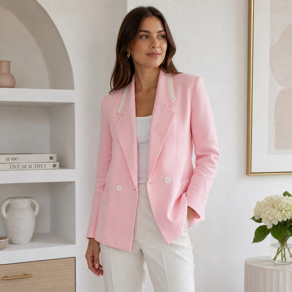 Women’s Pink Double-Breasted Tailored Blazer